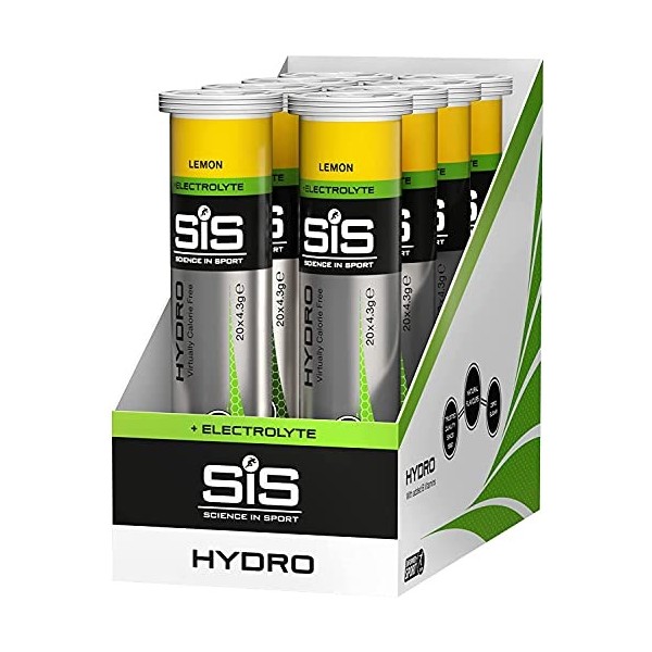 SIS Science in Sport GO Hydro Comprimés Citron, sans sucre, végétalien, sans gluten, 20 comprimés de 4,3 g - comprimés efferv