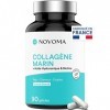 NOVOMA Collagène Marin + Acide Hyaluronique, 1000 mg de Collagene Pur Hydrolysé Type 1 & 3, Avec Vitamine C, Zinc et Biotine,