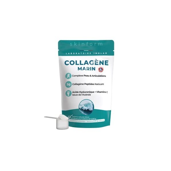 Collagène Marin 2000 Da + Acide Hyaluronique + Acérola Bio - 45 Doses De 5g - Inolab France