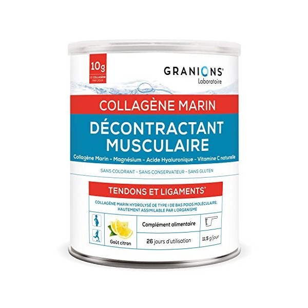 GRANIONS Décontractant musculaire Collagène marin | Bien-être musculaire et articulaire | Collagène marin | Magnésium | Acide