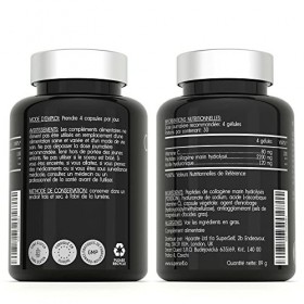 Collagène Marin 2400 mg - Collagene Marin Type 1 avec Acide Hyaluronique + Vitamine C - 120 Gélules - Peau Hydratée & Articul