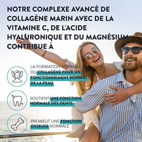 Collagene Marin Acide Hyaluronique + Vitamine C Acerola et Magnesium - Complement Alimentaire Peau Collagene et Acide Hyaluro