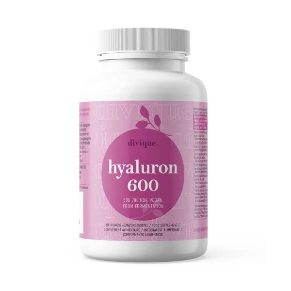 Acide hyaluronique gelules - Fortement dosées avec 600 mg - 90 gelules - Acide hyaluronique 500-700 kDa - avec vitamine C, zi