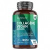 Collagène Vegan + Acide Hyaluronique - 180 Gélules 2 Mois Collagène Végétal – Vitamine C, E, Zinc, MSM, Resvératrol, Églant