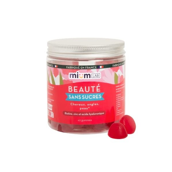 mium LAB - Complément Alimentaire - Acide Hyaluronique sans sucre - 1 Pot : 42 Gummies - belle peau : hydratation, rides, syn