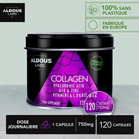 120 Gélules COLLAGÈNE HYDROLYSÉ Pur 400 mg + Acide Hyaluronique + Coenzyme Q10 + Vitamine C, D, A, B12 + Zinc | FORMULE AVANC