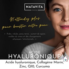 ACIDE HYALURONIQUE + COLLAGÈNE MARIN + ZINC + Q10 + Curcuma | Formule complète Anti-âge | redonne élasticité et souplesse à l