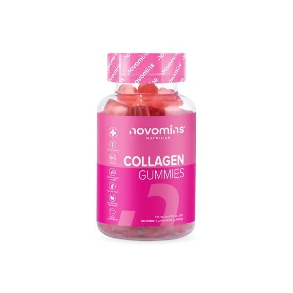 Collagène et Acide Hyaluronique Gummies de Novomins Nutrition - Compléments Alimentaires 60 Gummies de Collagène Marin - Coll