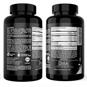 Gélules de Peptide de Collagène et Acide Hyaluronique Dulàc, Made in Italy, 120 Capsules, Collagène Peptide Type 1 + Acide Hy