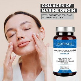 Collagène Marin BIO-disponible Acide Hyaluronique, Q10, Vit C, Champignons - Peau et Articulations Souples - Peptide de Colla