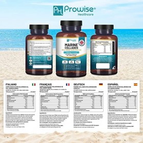 Collagène Marin avec Acide Hyaluronique 1100mg - 90 Capsules Boostées en Acide Hyaluronique, Vitamines C, E, B2, Biotine, Cui