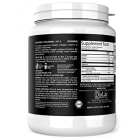 Collagène Poudre + Acide Hyaluronique et Vitamine C 500g Dulàc Made in Italy, Supplément de Peptide de Collagène Hydrolysé Ty