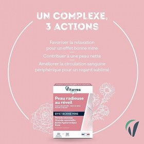 Vitavea - Complément Alimentaire Beauté de la Peau - Bonne Mine, Teint Lumineux,Traits Défatigués, Regard Sublimé - Acide Hya
