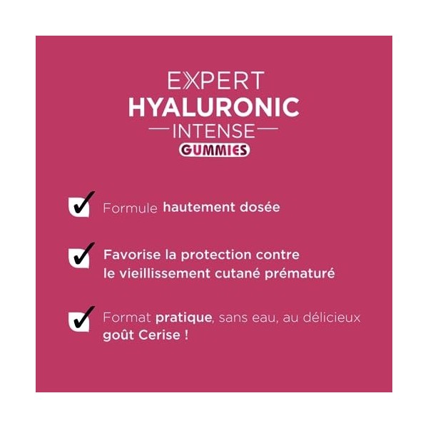 Forté Pharma - Expert Hyaluronic Intense Gummies | Complément alimentaire Beauté de la Peau, Acide Hyaluronique et Sélénium |