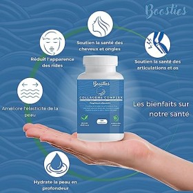 COLLAGENE MARIN Complex | 120 Gélules| Enrichi en Acide Hyaluronique, Q10, Magnésium, Vitamine B12, D3, A et C | Anti-âge, Pe