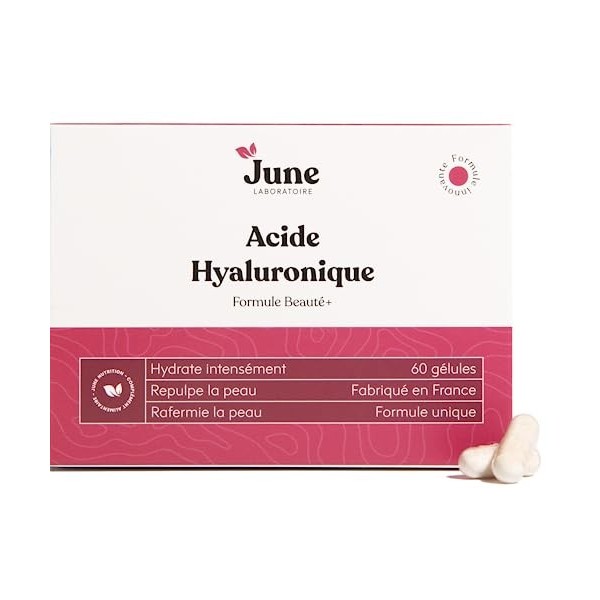 Acide Hyaluronique - Beauté Peau et Visage - Formule Beauté+ - Hydrate Repulpe et Raffermit la Peau - 60 Gélules Ultra Concen
