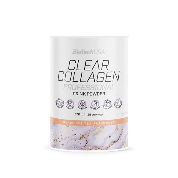 BioTechUSA Clear Collagen Professional, Boisson en poudre rafraîchissante et aromatisée contenant du collagène hydrolysé, de 