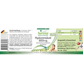 Fairvital | Acide hyaluronique 800 mg - 30 comprimés - Dosage extra élevé - Conditionnement mensuel - 100% végétalien