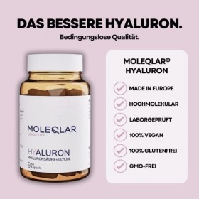 MoleQlar® Capsules Hyaluron Hyaluron et Glycine dans le complexe - Acide hyaluronique vegan à haut poids moléculaire 2 000 k