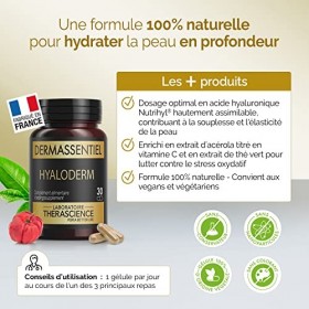 DERMASSENTIEL HYALODERM | Hydratation et élasticité de la peau | Acide hyaluronique Nutrihyl® |2 antioxydants naturels |Thé b