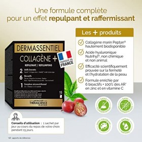 DERMASSENTIEL COLLAGÈNE+ | Repulpe & Raffermit | 10g de Collagène marin hydrolysé Peptan® | Acide hyaluronique Nutrihyl®| 6 B