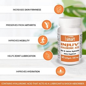Injuv® Hyaluronic Acid 280mg/jour - Anti-Âge et Anti-Rides - Aide à Gommer les Ridules, à Masquer les Irrégularités de la Pea