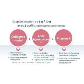 NUVILINE Beauty - Collagène Marin Anti-Âge - Collagène Hydrolysé En Poudre - Acide Hyaluronique + Vitamine C BIO - Protection