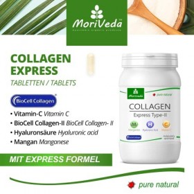 MoriVeda® NP-Vital Biocell Collagen 120 capsules 1000mg formule Express, avec Collagène-II, Acide Hyaluronique, Vitamine C, M