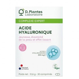 D.PLANTES - Acide Hyaluronique - Jeunesse, Élasticité de la Peau & Effet lissant - Peaux Matures - Cure 1 mois - Certifié Veg