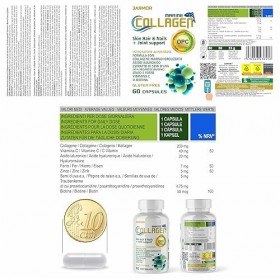 COLLAGENE MARIN & ACIDE HYALURONIQUE - Vitamine C - Biotine - Zinc et Fer - Anti-âge Hydratation de la Peau - Protège Os et A