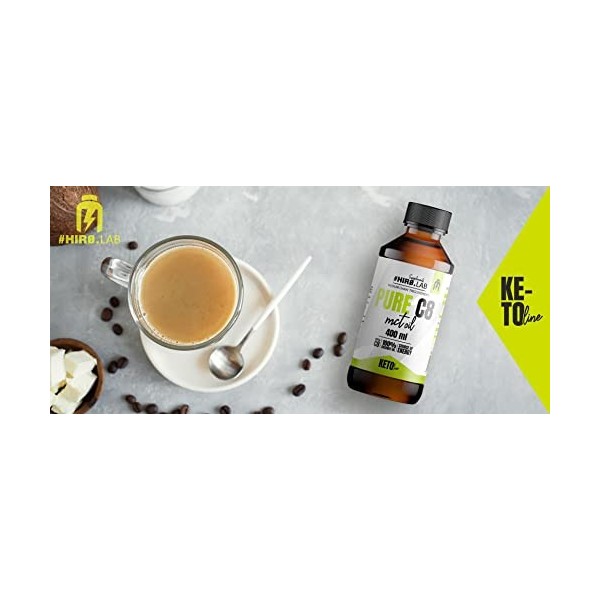  HIRO.LAB MCT Oil C8 KETO - 400ml - Sans huile de palme Naturellement 99% dhuile caprylique, Parfait pour Bulletproof Coffee