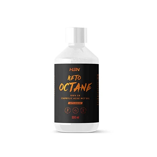 HSN Huile MCT C8 Keto Octane | Acide caprylique 100% pur | Triglycérides à chaîne moyenne de noix de coco | Régime Keto idéal