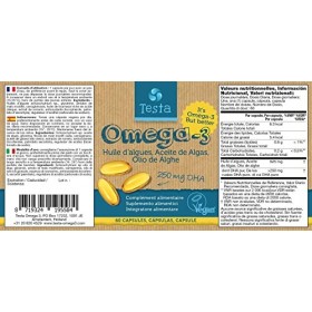 Omega 3 Vegan Supplément – Huile dalgues – Haute Concentration en DHA 250 mg – Oméga-3 Végétal – 60 Capsules – 2 Mois de St