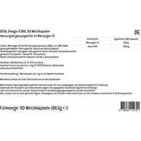 PremiumVital, Deva, Vegan Omega-3 DHA, 90 Capsules molles végétaliennes, avec Pilulier Pratique, Testé en Laboratoire, Sans G