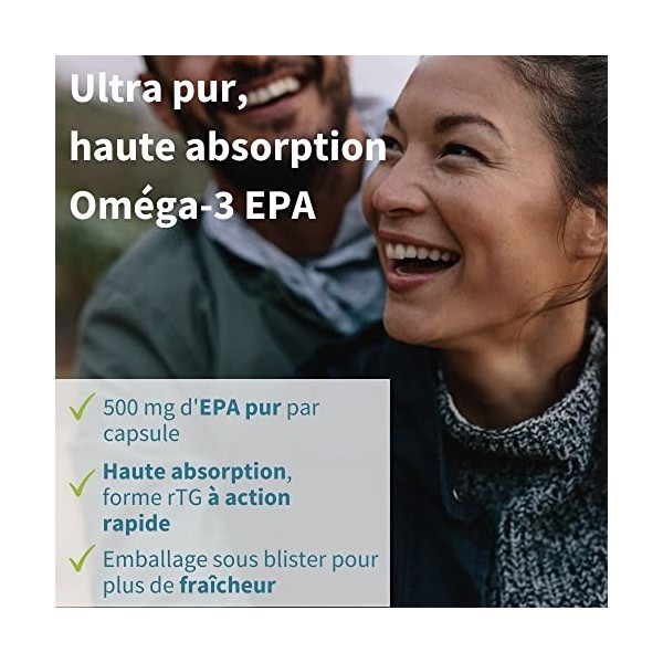 Pharmepa RESTORE - Oméga 3 EPA 1000 mg, Concentré à 90%, Huile de Poisson Sauvage Ultra Pure, 60 capsules, Arôme Naturel de C