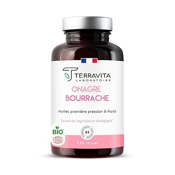 ONAGRE et BOURRACHE | Huiles BIO Première Pression à Froid | 120 Capsules de 500 mg | Hydratation de la Peau en Profondeur | 