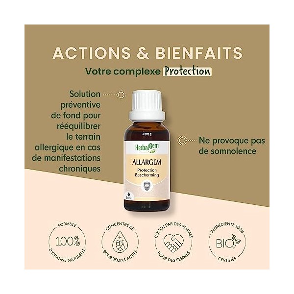 HerbalGem - Allargem Bio - Bouclier Naturel des Allergies -Complexes de Gemmothérapie Concentrée - 30 ml