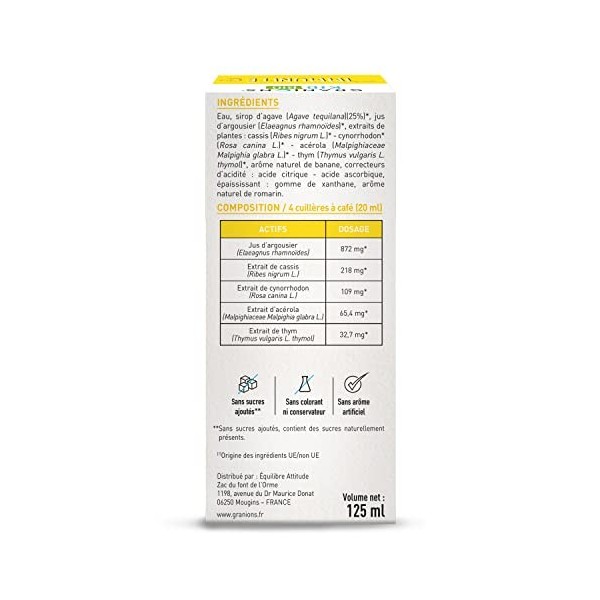 GRANIONS KID BIO IMMUNITÉ - Certifié BIO - Goût Banane - Stimule la résistance de lorganisme - Formule naturelle à base de s