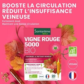 Santarome Bio - Vigne Rouge Bio | Complément Alimentaire Jambes Légères | Booste la Circulation, Jambes Lourdes - Plantes Bio