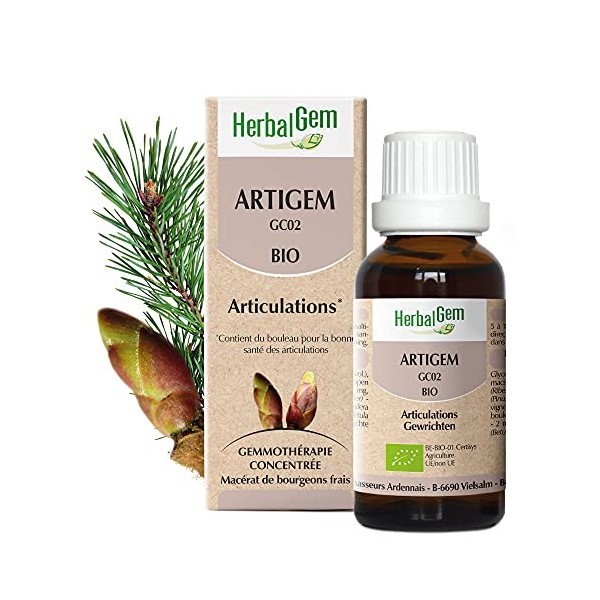 HerbalGem Artigem Bio Pour le maintien de la souplesse des articulations Complexe de Gemmothérapie Concentrée 30 ml