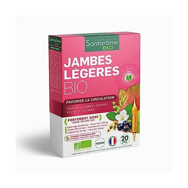 Santarome Bio - Jambes Légères Bio | Complément Alimentaire Circulation | Jambes Lourdes, Enflées ou Douloureuses - A base de