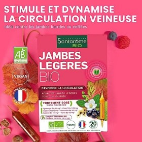 Santarome Bio - Jambes Légères Bio | Complément Alimentaire Circulation | Jambes Lourdes, Enflées ou Douloureuses - A base de