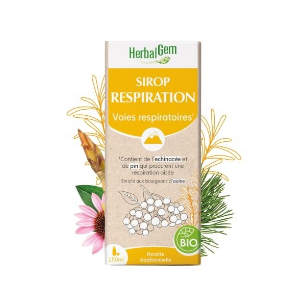 Herbalgem |Sirop Respiration|en cas d’Encombrement des Voies Respiratoires|150 ml