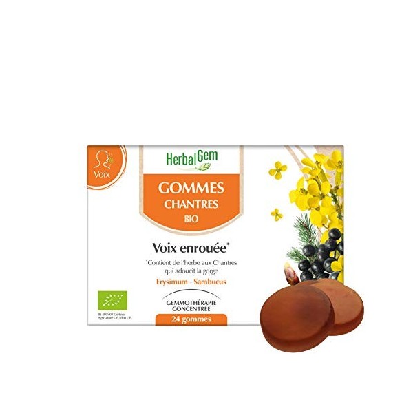 HerbalGem Gommes Chantres Bio Redonne de lEclat à la Voix 24 Gommes