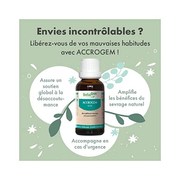 HerbalGem Accrogem Spray Complexe Désaccoutumance Bio, Contient de l’avoine qui favorise l’équilibre nerveux 15 ml