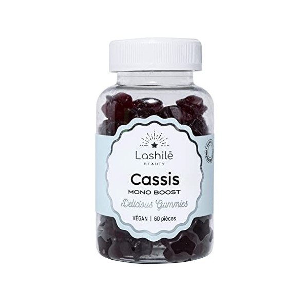 LASHILÉ BEAUTY - Compléments Alimentaires - Cassis Mono Boost - Cure 1 mois - 60 Gummies - Vegan - Fabrication Française