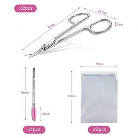 Ciseaux à cuticules professionnels 2 pièces, brosse à cils 1 pièce avec sacs à fermeture éclair transparents 2 pièces, ciseau
