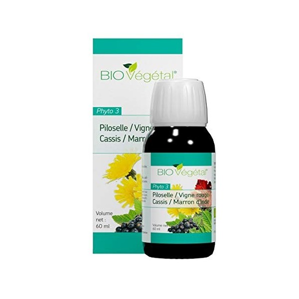 COMPLEXE EXTRAITS FLUIDES PHYTO 3 BIO qui contient notamment du cassis pour le drainage de lorganisme/Haute concentration 1