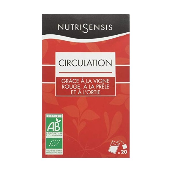 NutriSensis Circulation grâce à la Vigne Rouge à la Prêle/lOrtie Infusions BIO 20 Sachets 28 g