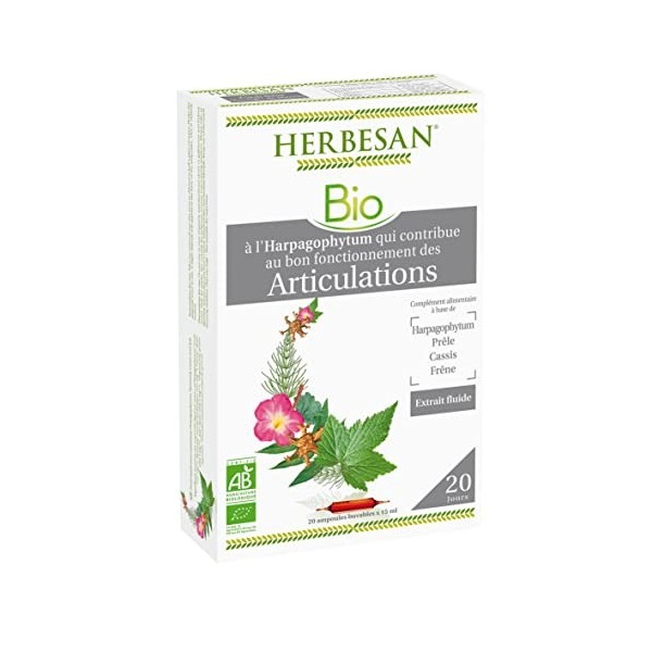 HERBESAN®-ARTICULATIONS BIO -Harpagophytum, Prêle, Cassis, Frêne - 20 ampoules de 15ml